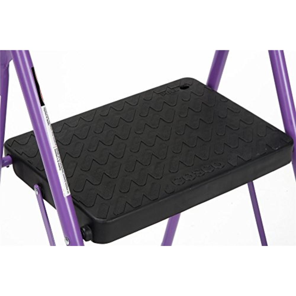 CoscoProducts Cosco 11308PRP1E Two, Purple Three Big Folding Step Stool with Rubber Hand Grip