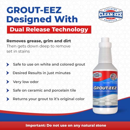 Clean-eez Cleaning P IT JUST WORKS! Grout-Eez Super Heavy Duty Tile & Grout Cleaner and whitener. Quickly Destroys Dirt & Grime. Safe For All Grout. 