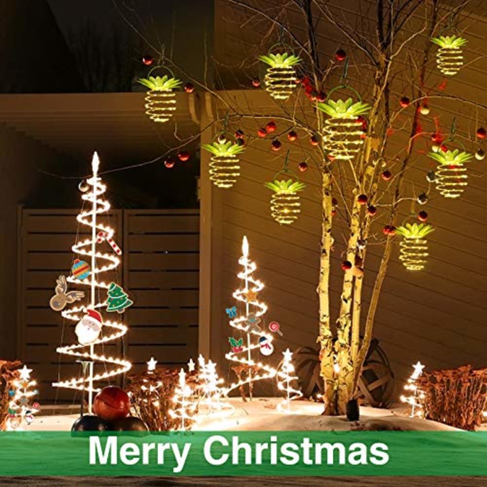 JSOT Solar Lanterns Outdoor,60 LED Solar Christmas Decorative Solar Landscape Lights Waterproof Hanging Pineapple Lantern Solar Power