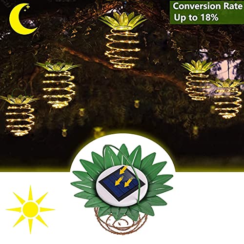 JSOT Solar Lanterns Outdoor,60 LED Solar Christmas Decorative Solar Landscape Lights Waterproof Hanging Pineapple Lantern Solar Power