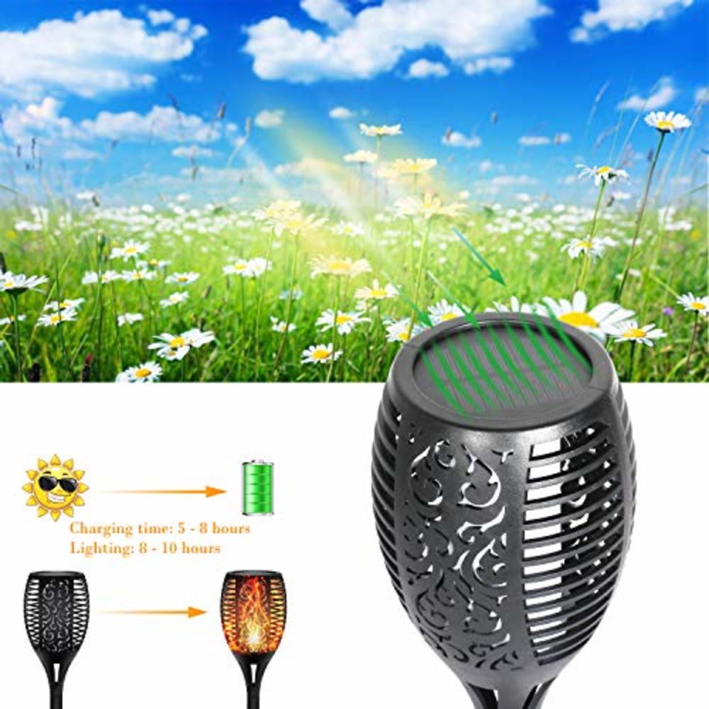 FAISHILAN Solar Flame Flickering Torch Solar Tiki Lights 43 inches 96 LED Waterproof Dancing Solar Tiki Torches Light Outdoor Ch