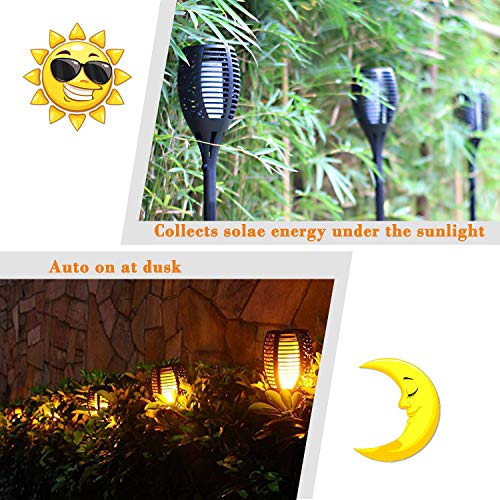 FAISHILAN Solar Flame Flickering Torch Solar Tiki Lights 43 inches 96 LED Waterproof Dancing Solar Tiki Torches Light Outdoor Ch