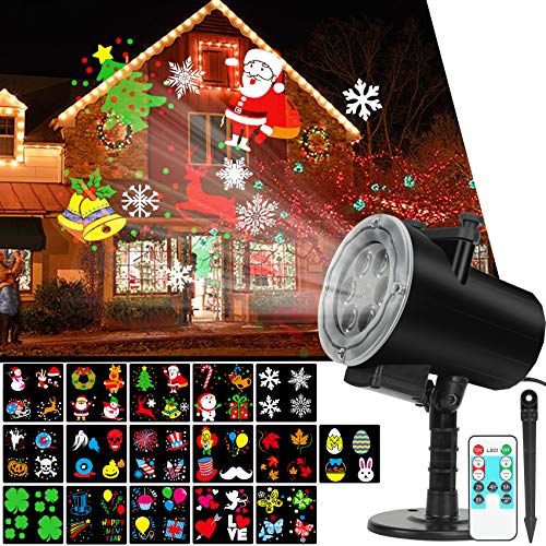 SunBox Live Christmas Holiday Lights Projector,Waterproof IP65 Indoor Outdoor Motion Remote Control 10W LED Projector, 16 Slides Holiday Lig