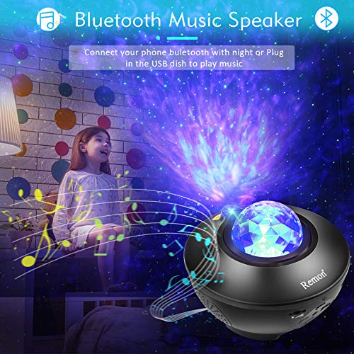 Remon Star Projector Galaxy Projector Smart Night Light with 10 Colors Ocean Wave and Starry Scene Works with Alexa and Google H