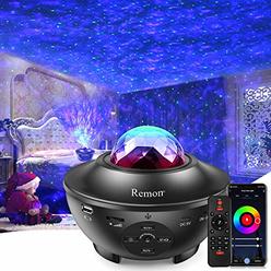 Remon Star Projector Galaxy Projector Smart Night Light with 10 Colors Ocean Wave and Starry Scene Works with Alexa and Google H
