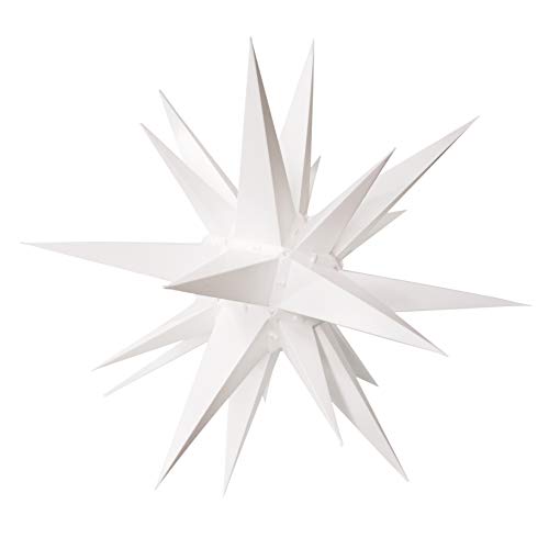 Elf Logic - 21" Large White Moravian Star - Hanging Outdoor Christmas Star Light - Use as Holiday Decoration, Porch Light, 3D Fi