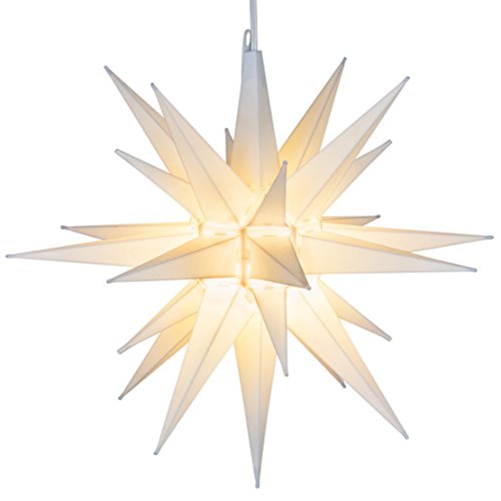 Elf Logic - 21" Large White Moravian Star - Hanging Outdoor Christmas Star Light - Use as Holiday Decoration, Porch Light, 3D Fi