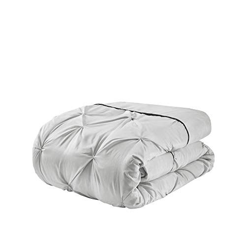 Madison Park Essentials Room in a Bag Faux Silk Comforter Set-Luxe Diamond Tufting All Season Bedding, Matching Curtains, Decora