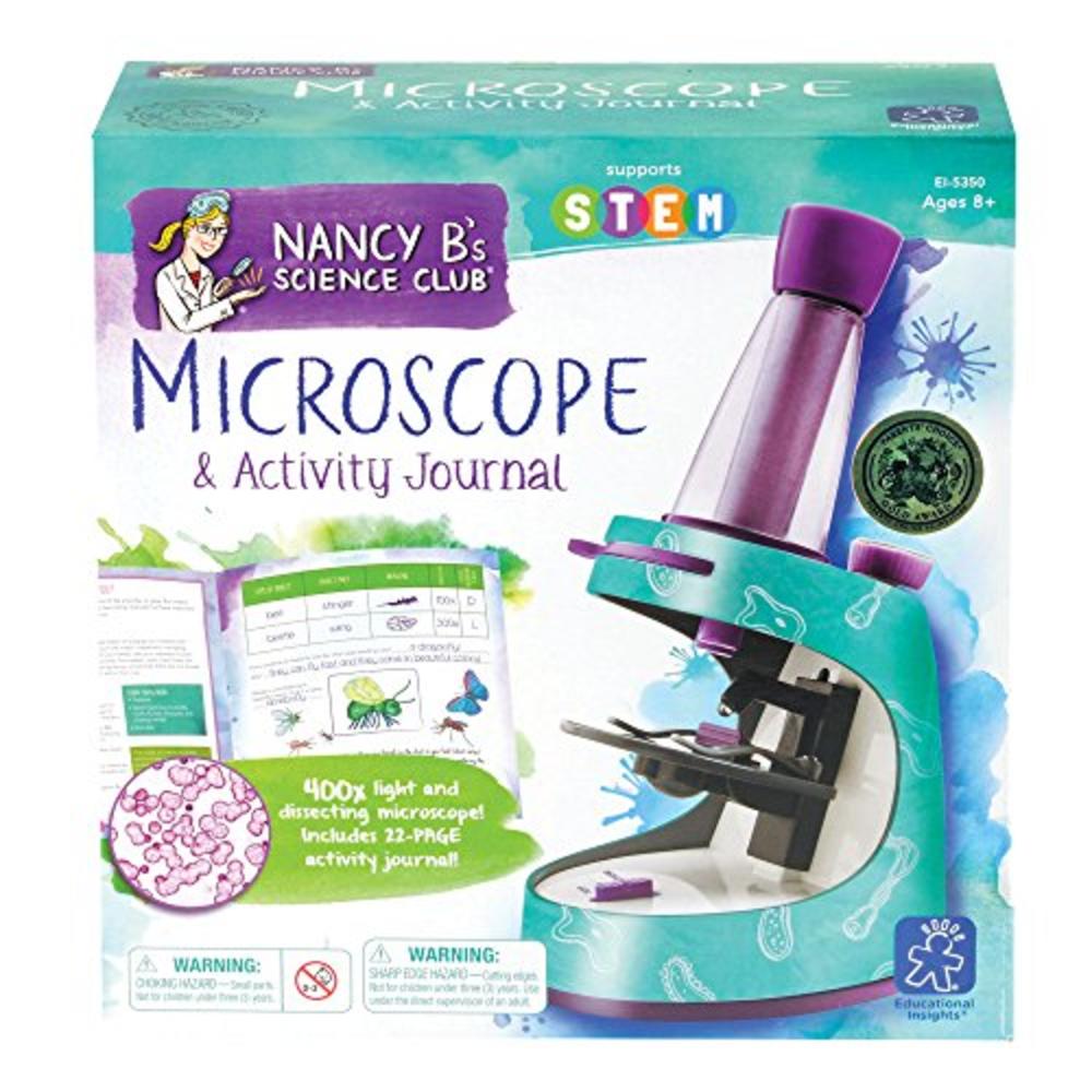 Educational Insights Nancy Bs Science Club Microscope and 22-Page Activity Journal, 400x Magnification, Science for Kids