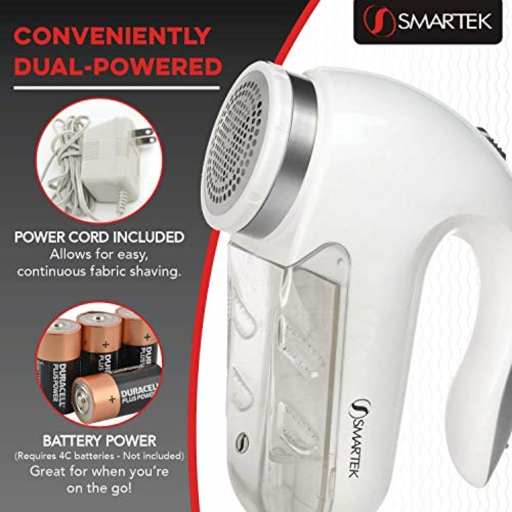 Smartek Deluxe Fabric Shaver & Lint Remover by Smartek | Electric Lint Shaver | AC Adapter | 2.5・Shaving Surface
