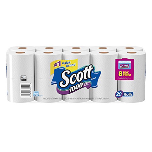 Scott 1000 Sheets Per Roll Toilet Paper, Bath Tissue, 20 Rolls