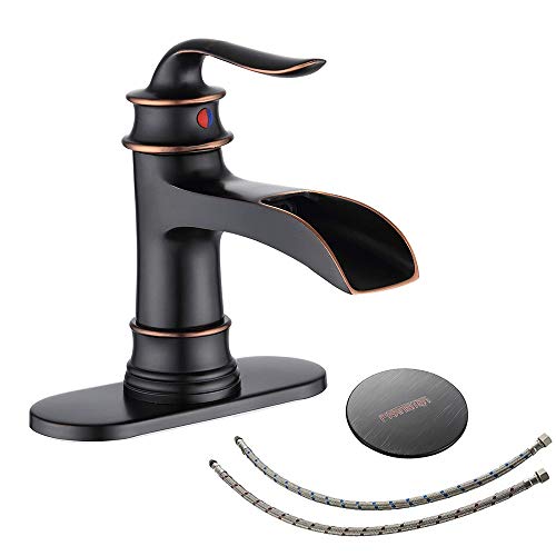 FRANSITON Waterfall Faucet Bathroom Faucet Single Handle One ...