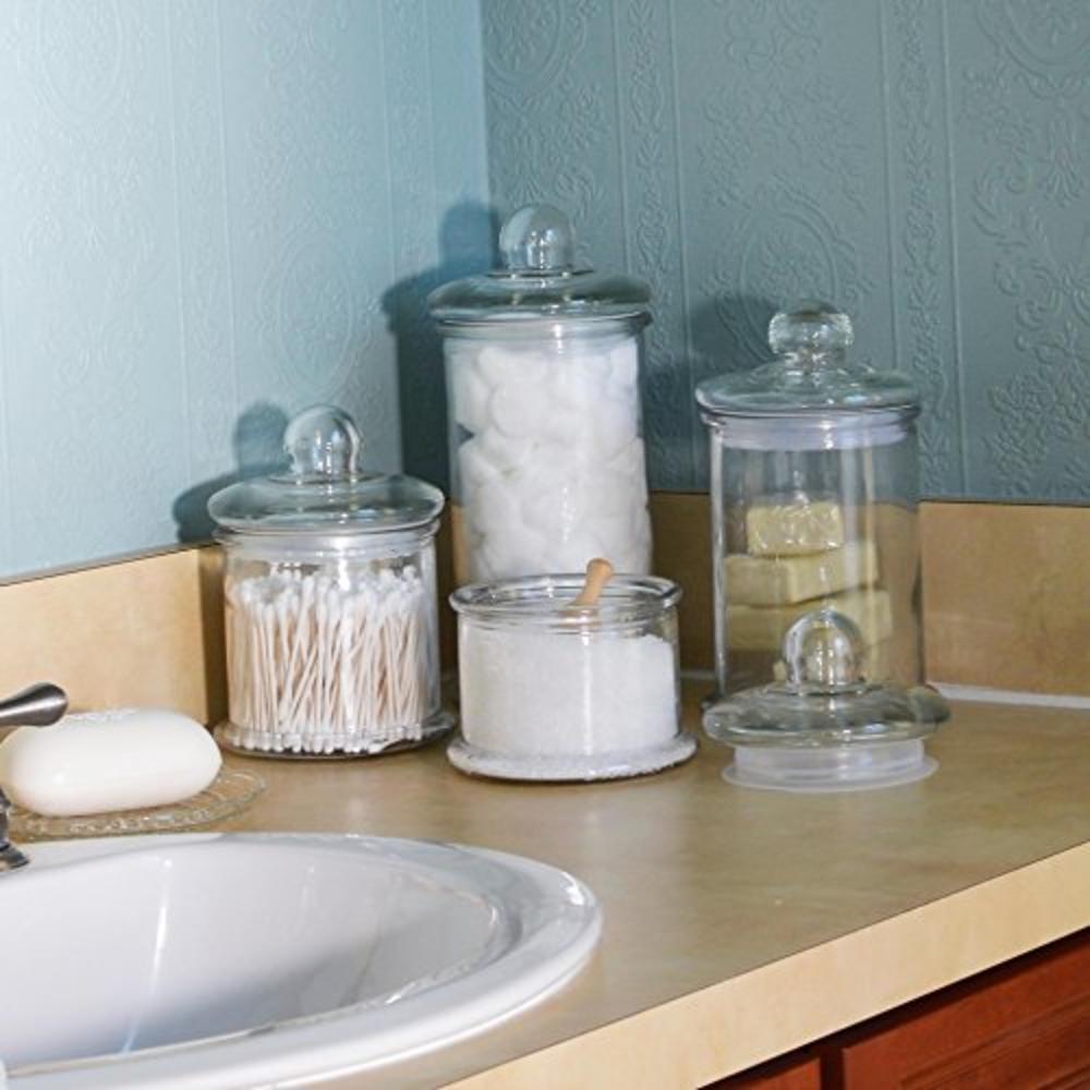 Anchor Hocking Apothecary Jar Canister Set with Ball Lid, 4-Piece Set, Clear Glass -