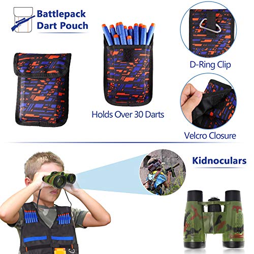 AILUKI 2 Pack Kids Tactical Vest Kit for Nerf Guns Game N-Strike Elite Series Wars with Refill Darts, Reload Clips, Dart Pouch, Tactica