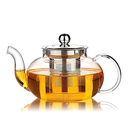 Hiware HIWARE Good Glass Teapot with Stainless Steel Infuser & Lid,  Borosilicate Glass Tea Kettle Stovetop Safe, Blooming & Loose Leaf