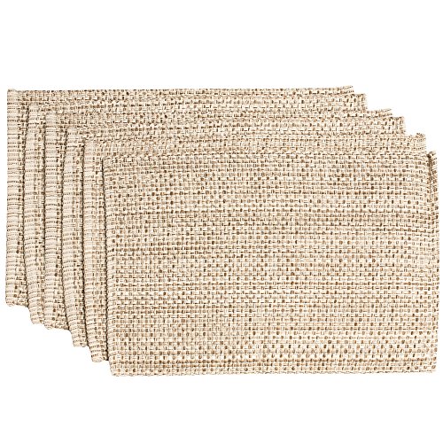 Sweet Home Collection 100% Cotton Placemats for Dining Room Rectangle Two Tone Woven Fabric 13" x 19" Soft Durable Table Mat Set
