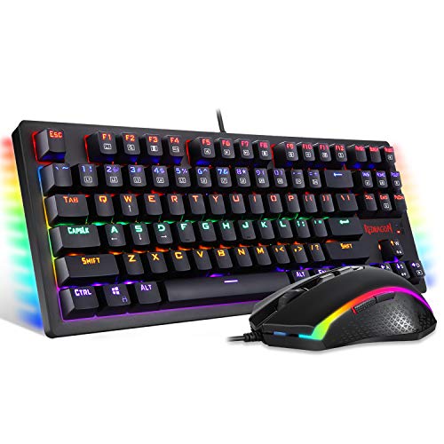 Steken toewijding Junior S113-KN Redragon S113 Gaming Keyboard Mouse Combo Wired Mechanical LED RGB  Rainbow Keyboard Backlit with Brown Switches and RGB Gaming M