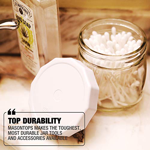 Masontops Tough Tops - Wide Mouth Mason Jar Lid - White - BPA-Free Plastic Screw Caps - Reusable Airtight Storage Covers
