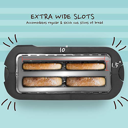 Elite Gourmet ECT-3100 Elite Platinum Cool Touch Long Slot Toaster with  Extra Wide 1.25 Slots for Bagels, 6 Settings, Space Saving Design, Warming  Rac