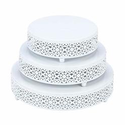 VILAVITA 3-Piece Cake Stand Set Round Metal Cake Stands Dessert Display Cupcake Stands, White