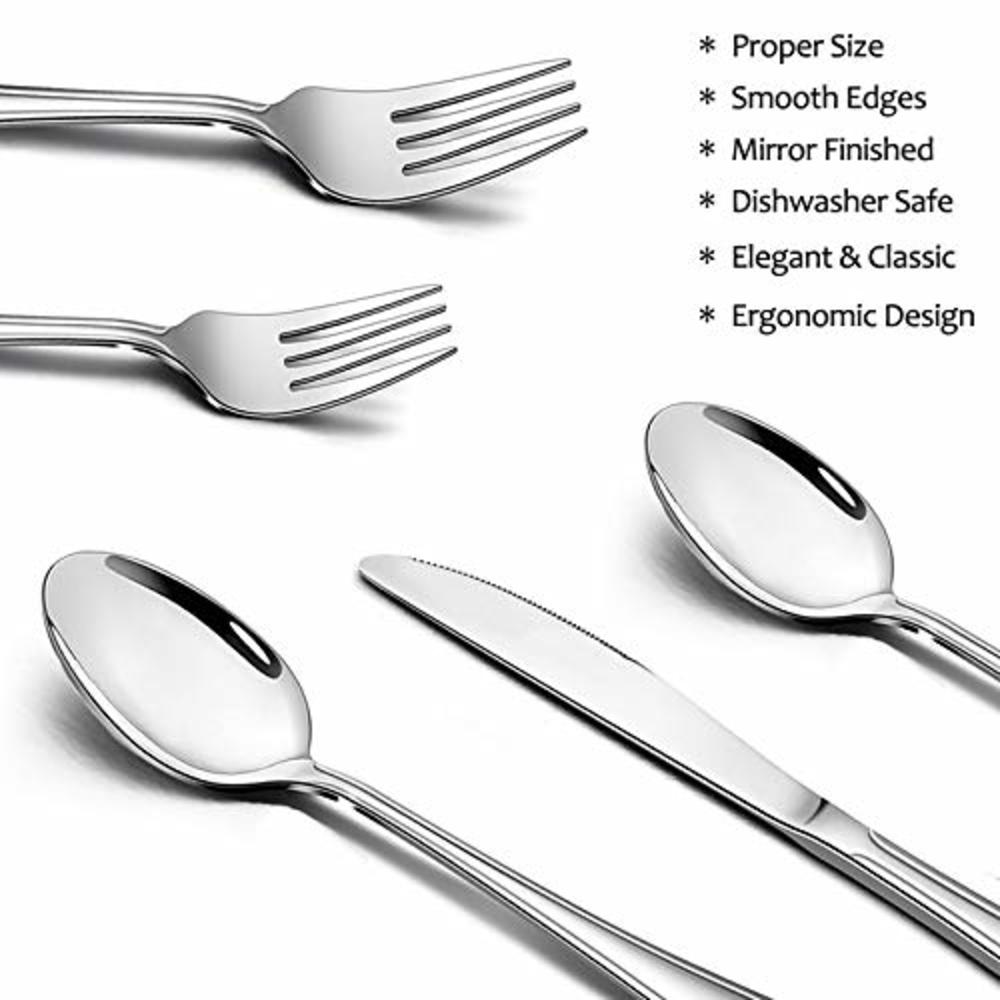 E-far 60-Piece Silverware Set, E-far Stainless Steel Classic Flatware Cutlery Set, Eating Utensils for Restaurant Hotel Party, Service