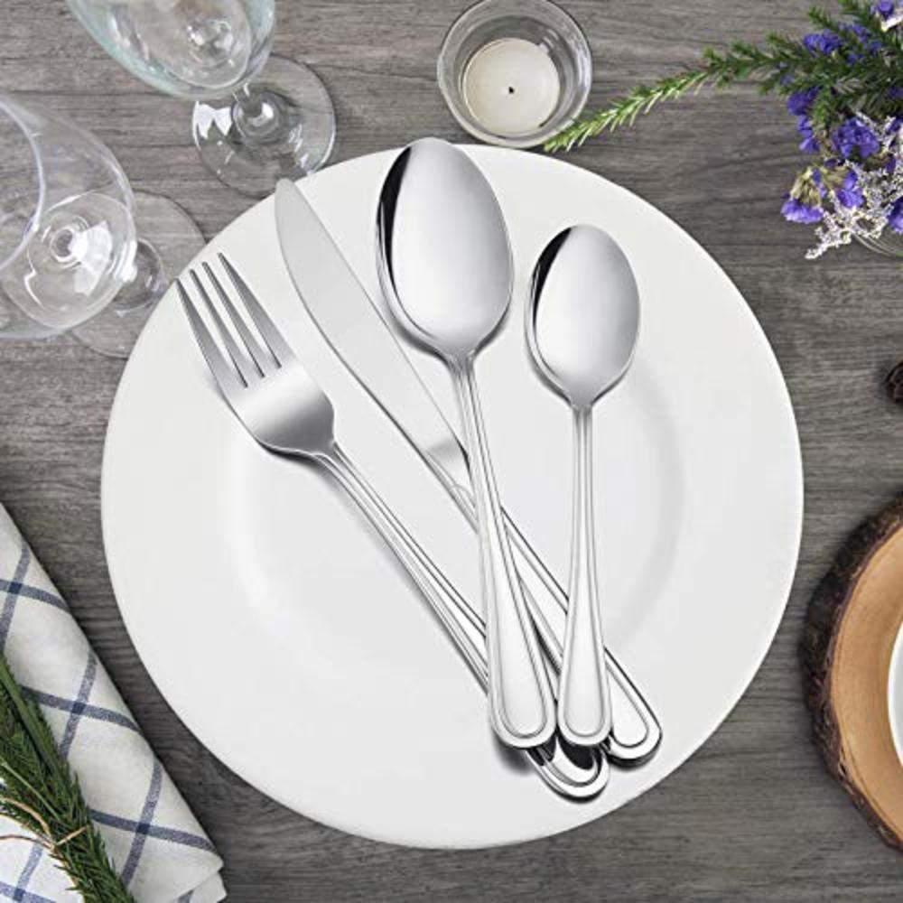 E-far 60-Piece Silverware Set, E-far Stainless Steel Classic Flatware Cutlery Set, Eating Utensils for Restaurant Hotel Party, Service