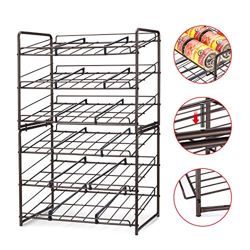 Simple Trending Can Rack Organizer, Stackable Can Storage Dispenser Holds up to 36 Cans for Kitchen Cabinet or Pantry, Bronze
