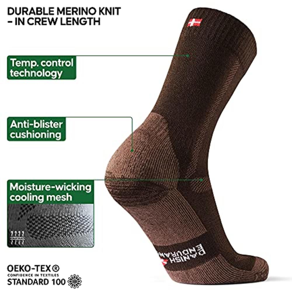 profiel dood gaan licentie DANISH ENDURANCE Merino Wool Hiking & Walking Socks 1 pack (Oak Brown, US  Women 5-7