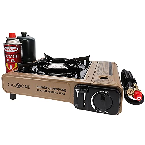 GASONE Gas ONE Propane or Butane Stove GS-3400P Dual Fuel Portable Camping and Backpacking Gas Stove Burner with Carrying Case Great fo