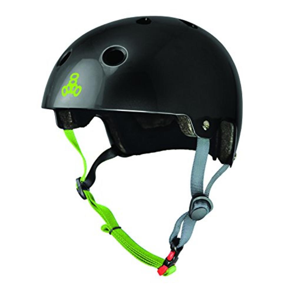 Triple Eight Dual Certified Bike and Skateboard Helmet, Black Glossy, Small / Medium