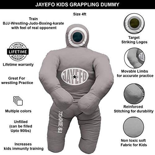 Jayefo Sports Kids Grappling Dummy Punching Bag for Kids Children Wrestling Exercise BJJ Boxing MMA Brazilian Jiu Jitsu Throwing