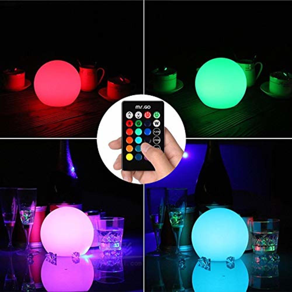 Mr.Go 6-inch RGB Color-Changing LED Globe Orb Light w/Remote, Mood Lamp Kids Night Light, 16 Dimmable Colors & 4 Modes, Battery 