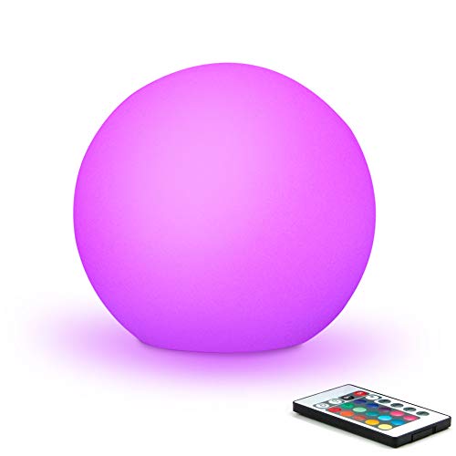 Mr.Go 6-inch RGB Color-Changing LED Globe Orb Light w/Remote, Mood Lamp Kids Night Light, 16 Dimmable Colors & 4 Modes, Battery 