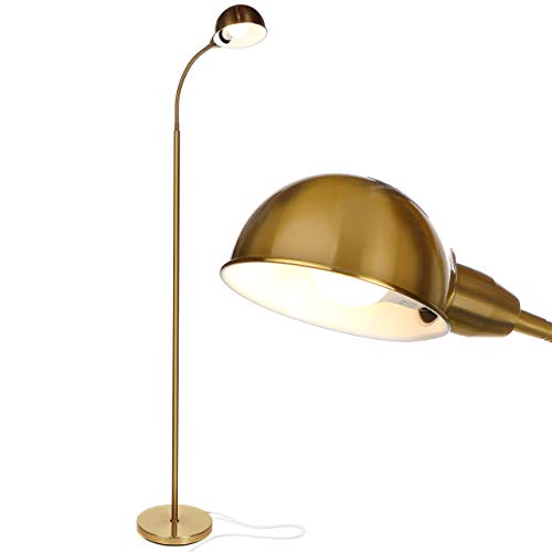 Brightech Regent - LED Reading, Craft & Task Floor Lamp - Free Standing Modern Pole Light with Adjustable Gooseneck - Tall, Brig