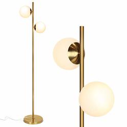 Brightech Sphere - Mid Century Modern 2 Globe Floor Lamp for Living Room Bright Lighting - Contemporary LED Standing Light for B