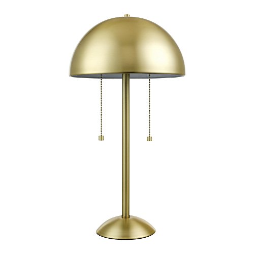 Globe Electric 12976 Haydel 21" 2-Light Table Lamp, Matte Brass, Double On/Off Pull Chain