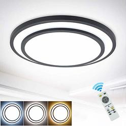 DINGLILIGHTING DLLT 48W Dimmable LED Ceiling Light Fixture Flush Surface Mount, 20 Inch Round Remote Control Lighting, 3 Light Color Changeable