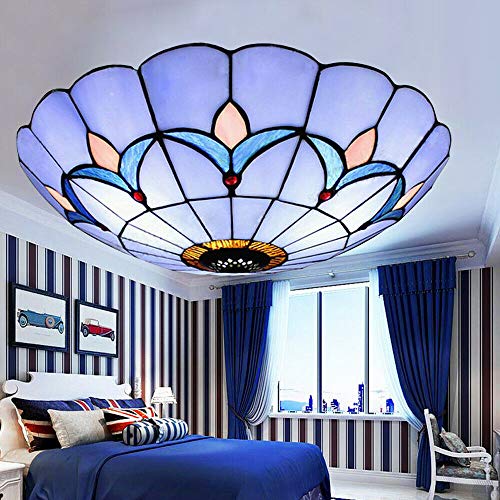 TFCFL Flush Mount Ceiling Light Stained Glass Lamp Shade Bedroom Fixture Glass Shade Lighting Fixture