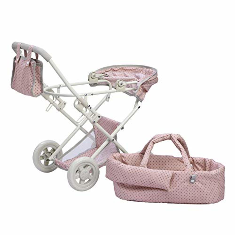 Olivias Little World - Polka Dots Princess Baby Doll Deluxe Stroller - My First Baby Doll Foldable Stroller with Easy Removable 