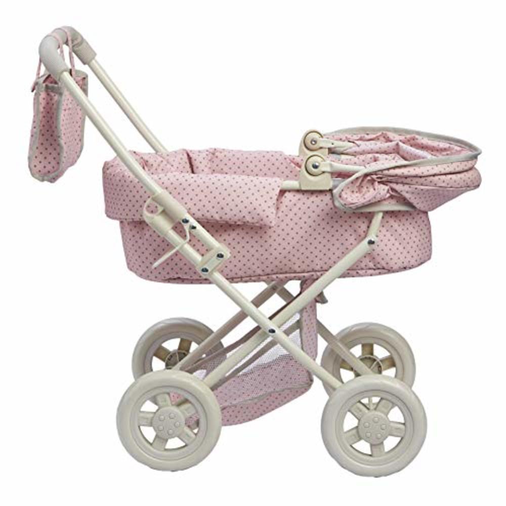 Olivias Little World - Polka Dots Princess Baby Doll Deluxe Stroller - My First Baby Doll Foldable Stroller with Easy Removable 