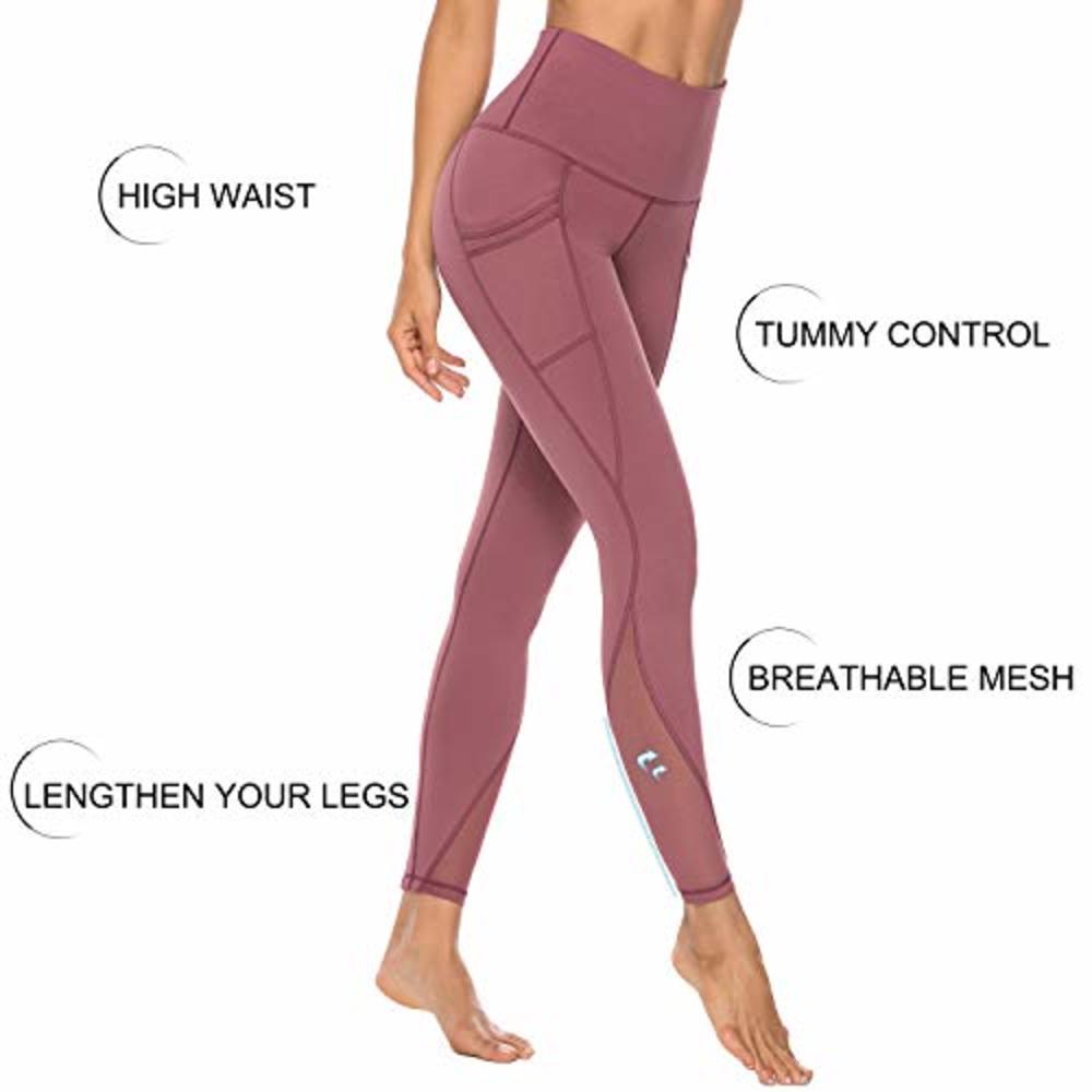 Persit PERSIT Yoga Pants for Women with Pockets High Waisted Capri Mesh  Workout Leggings Athletic Gym Soft Yoga Leggings - Pink Cinnamo