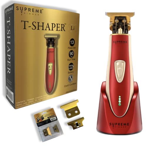 SUPREME TRIMMER Beard Trimmer for Men Barber Professional Liner Hair Clippers Mustache Cordless Grooming Kit - ST5220 Red T-Shap