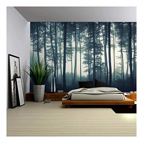 Wall26 - Landscape Mural of a Misty Forest - Wall Mural, Removable Sticker, Home Decor - 100x144 inches