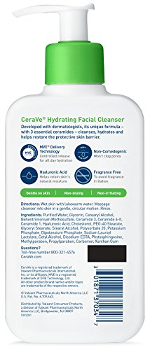CeraVe Hydrating Face Wash | 8 Fluid Ounce | Daily Facial Cleanser for Dry Skin | Fragrance Free