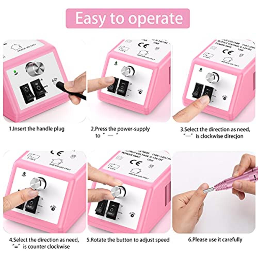 JiaSheng 20000 Electric Nail Drill Professional Nail File Drill Acrylic Nails Kit for Manicure Gel Nail Polish Remover with 1 Pack of San