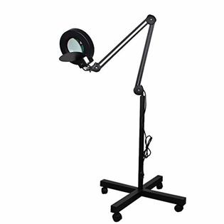 Niome Stand Magnifier Light,10X LED Glass Floor Lamp Rolling Adjustable Magnifying  Light LED Beauty Manicure