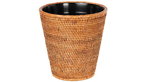 Mekomy La Jolla Rattan Plastic Insert, Honey-Brown Waste Basket