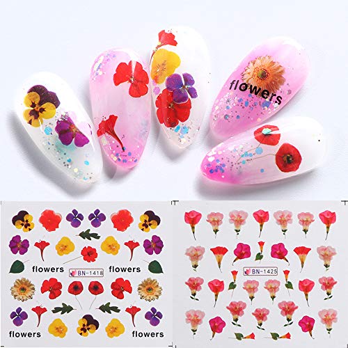 Macute Valentines Nail Stickers Nail Decals 12 Sheets Blossom Designs Nail  Tattoo Sliders Colorful Water Transfer