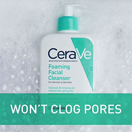 Cerave Foaming Facial Cleanser, for Normal to Oily Skin, Cleanses & Removes Oil, Daily Face Wash, Fragrance Free, 12 Fl Oz