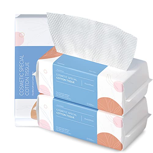 PoeticEHome Soft Dry Wipe, 100% Cotton Facial Tissue, Disposable Face Towel Lint Free, Dry Wet Use for Sensitive Skin, Facial Cl